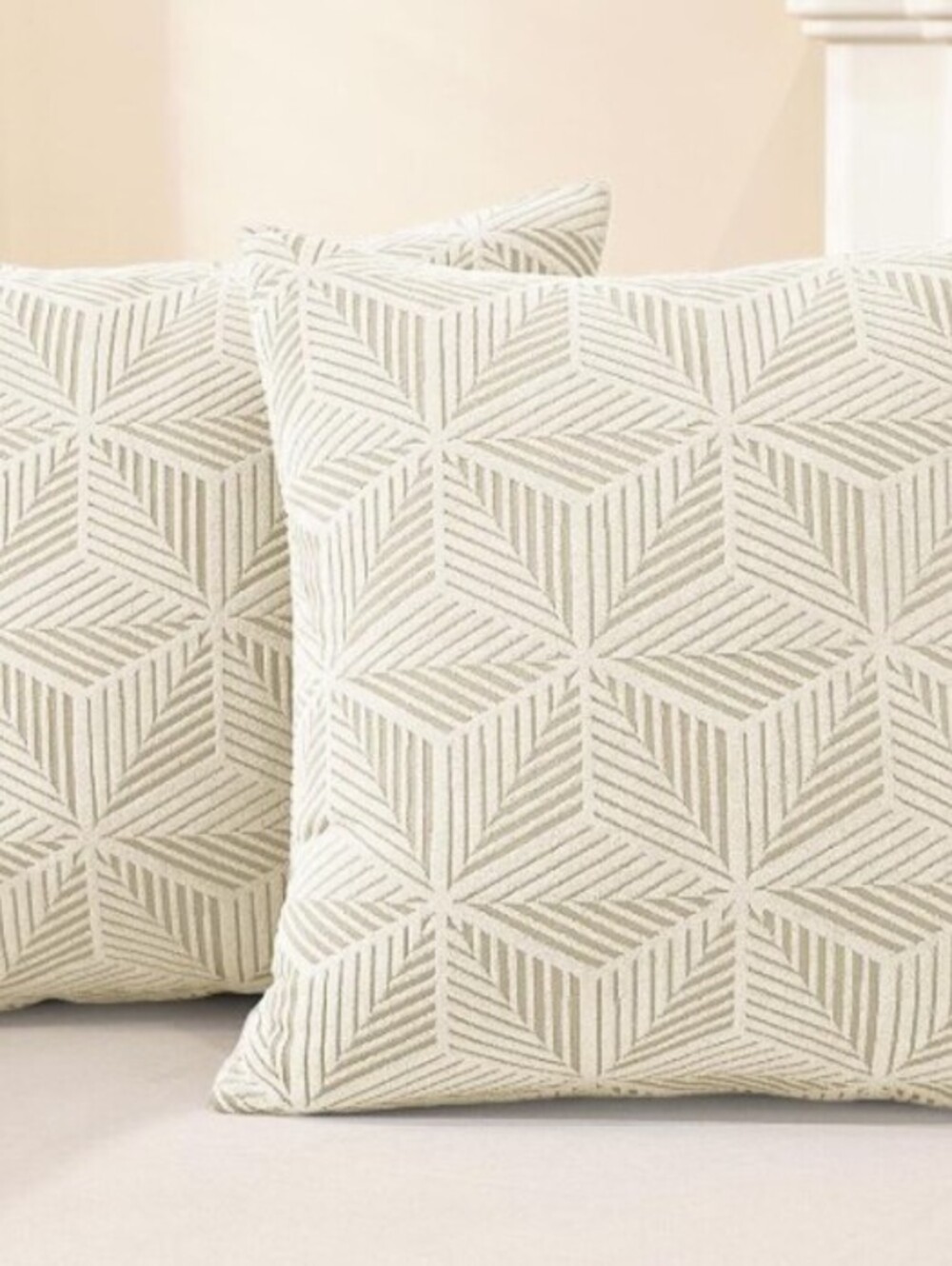 BRAND NEW: 2Pk Polyester Throw Pillow Covers-20x20-Light Beige